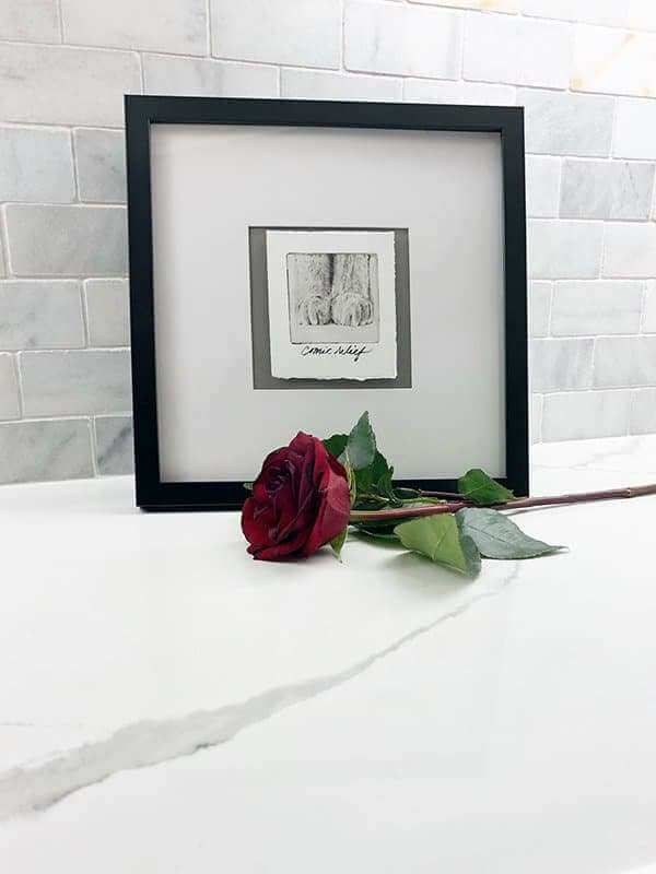 pet art in frame with rose